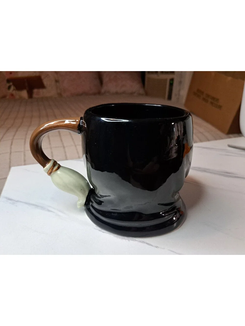 Handcrafted 2024 Williams Sonoma Halloween Witch 3D Figural Mug w/ Broom Handle